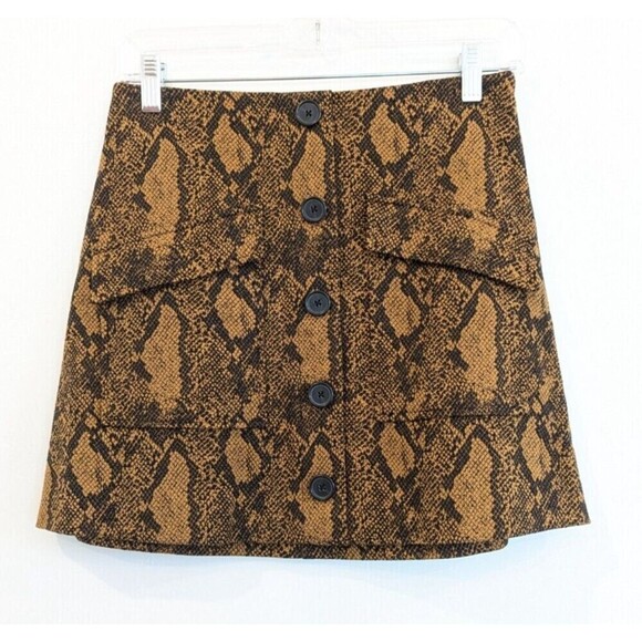 Joie Mini Skirt Womens Size 2 Brown Snake Print - Picture 2 of 12